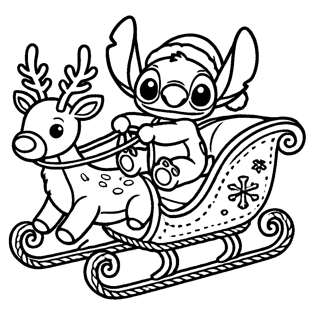 Dibujos para colorear e imprimir Stitch Christmas