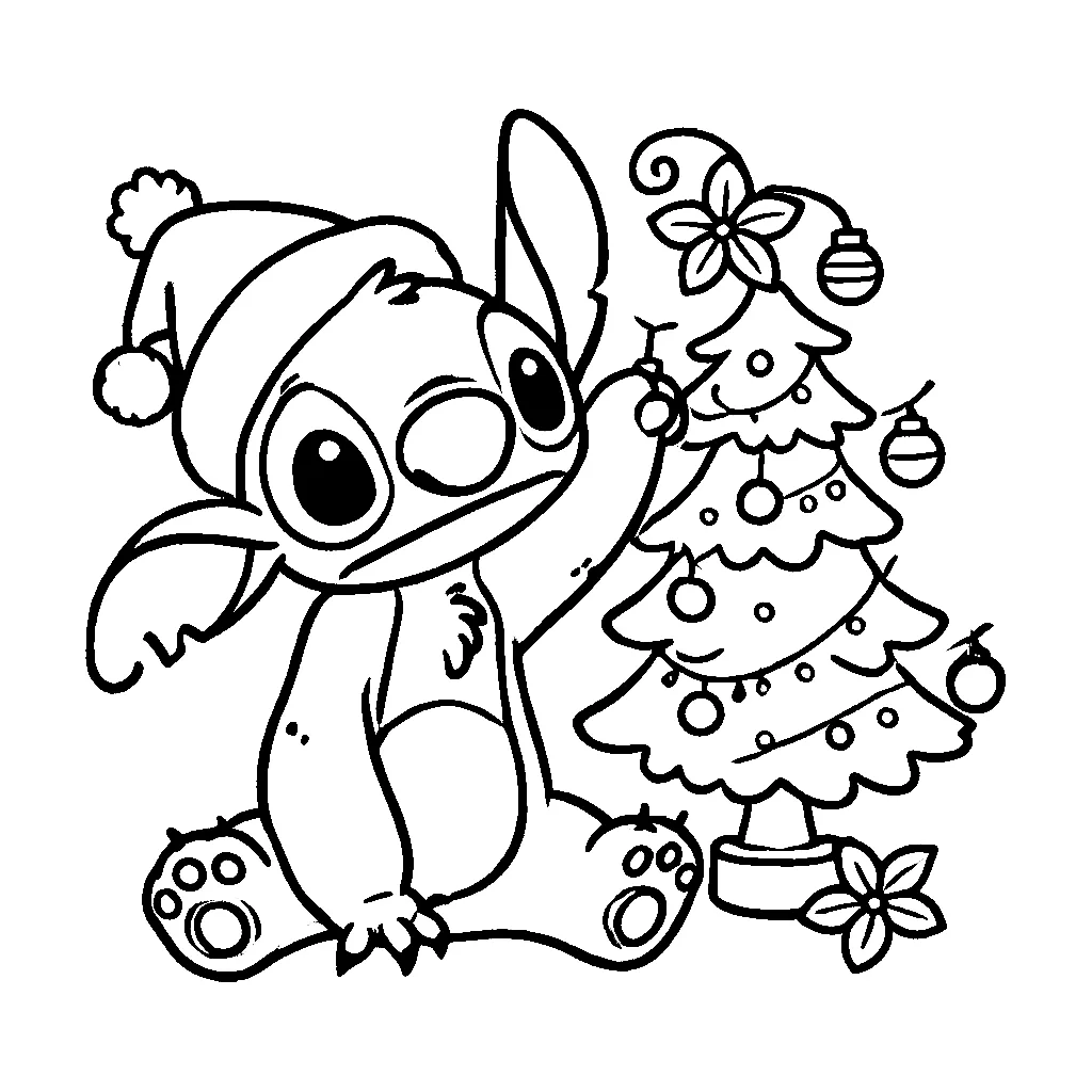 Dibujos para colorear e imprimir Stitch Christmas