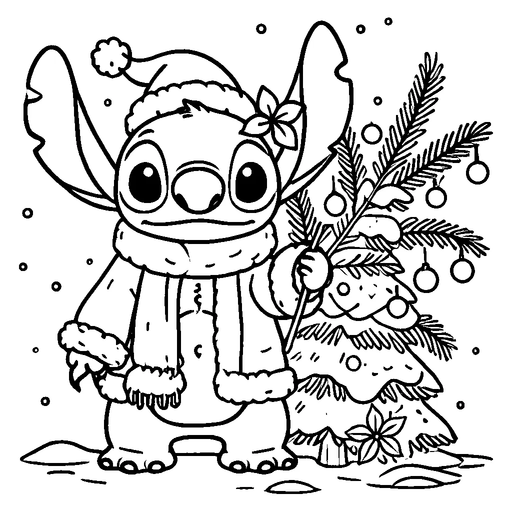 Dibujos para colorear e imprimir Stitch Christmas