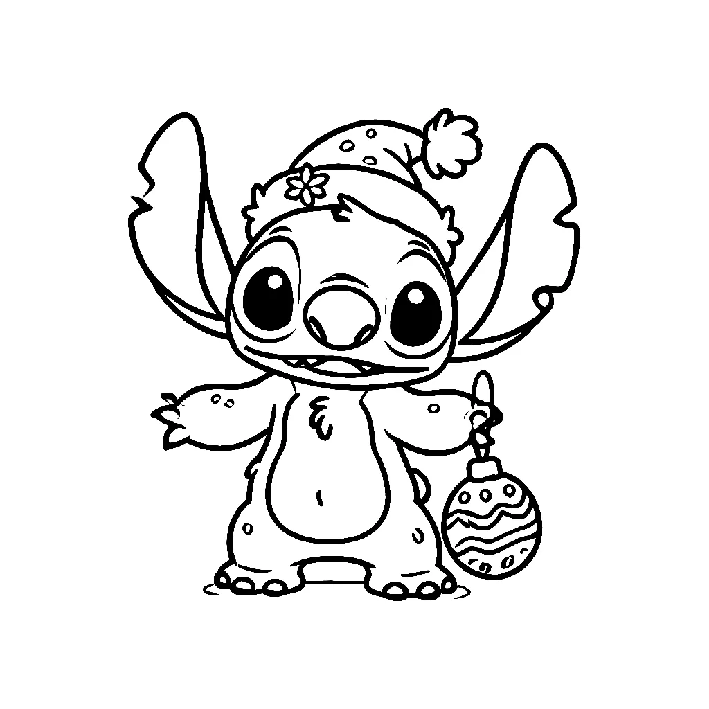 Dibujos para colorear e imprimir Stitch Christmas