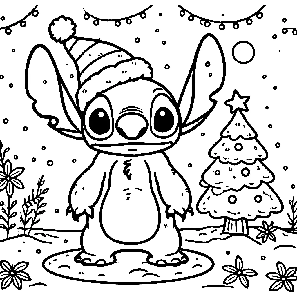 Dibujos para colorear e imprimir Stitch Christmas