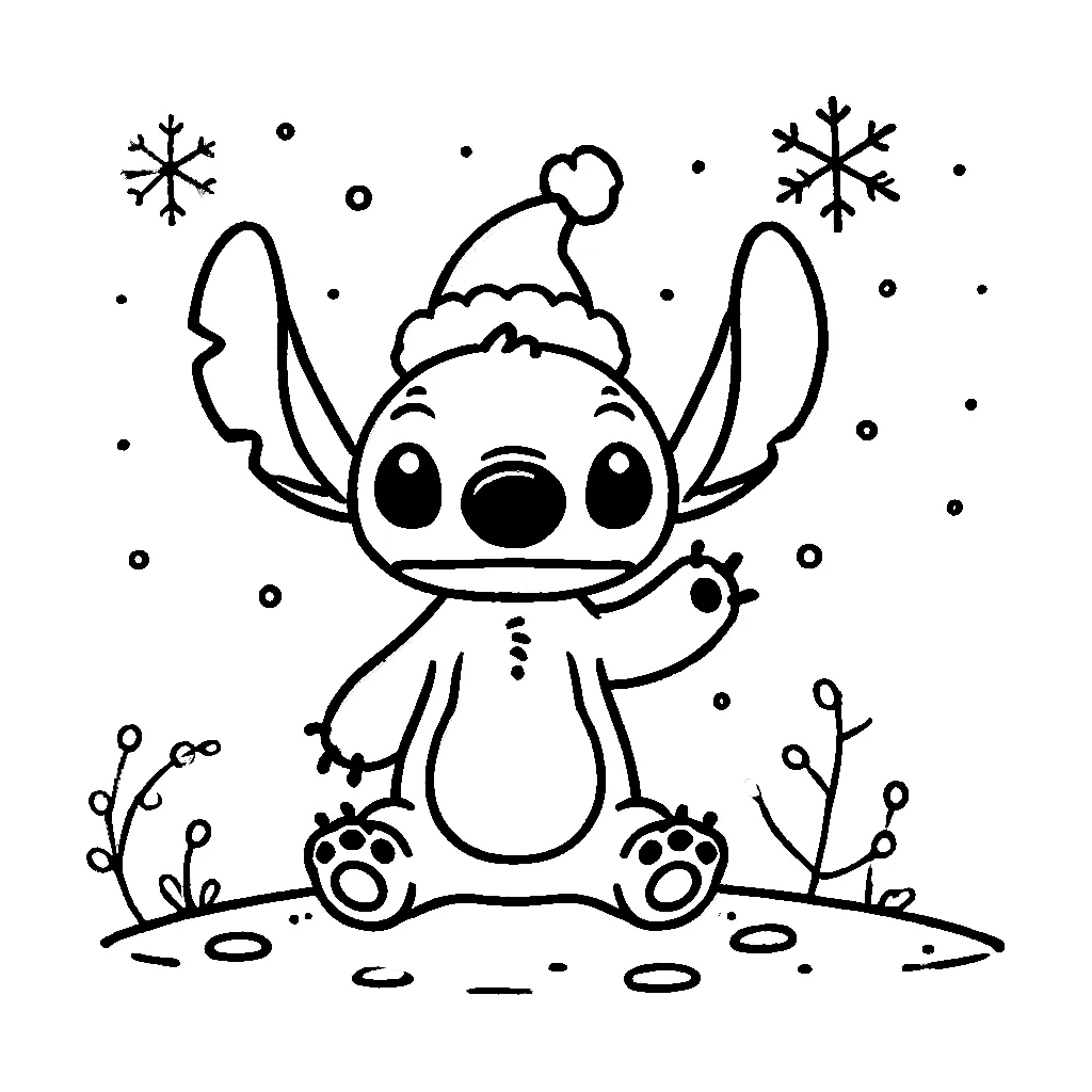 Dibujos para colorear e imprimir Stitch Christmas