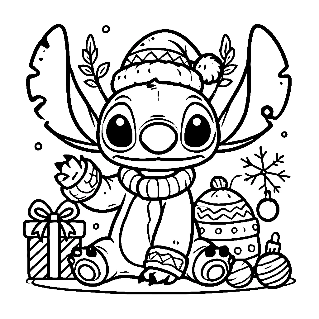 Dibujos para colorear e imprimir Stitch Christmas