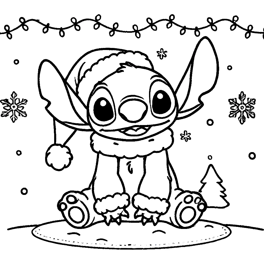 Dibujos para colorear e imprimir Stitch Christmas