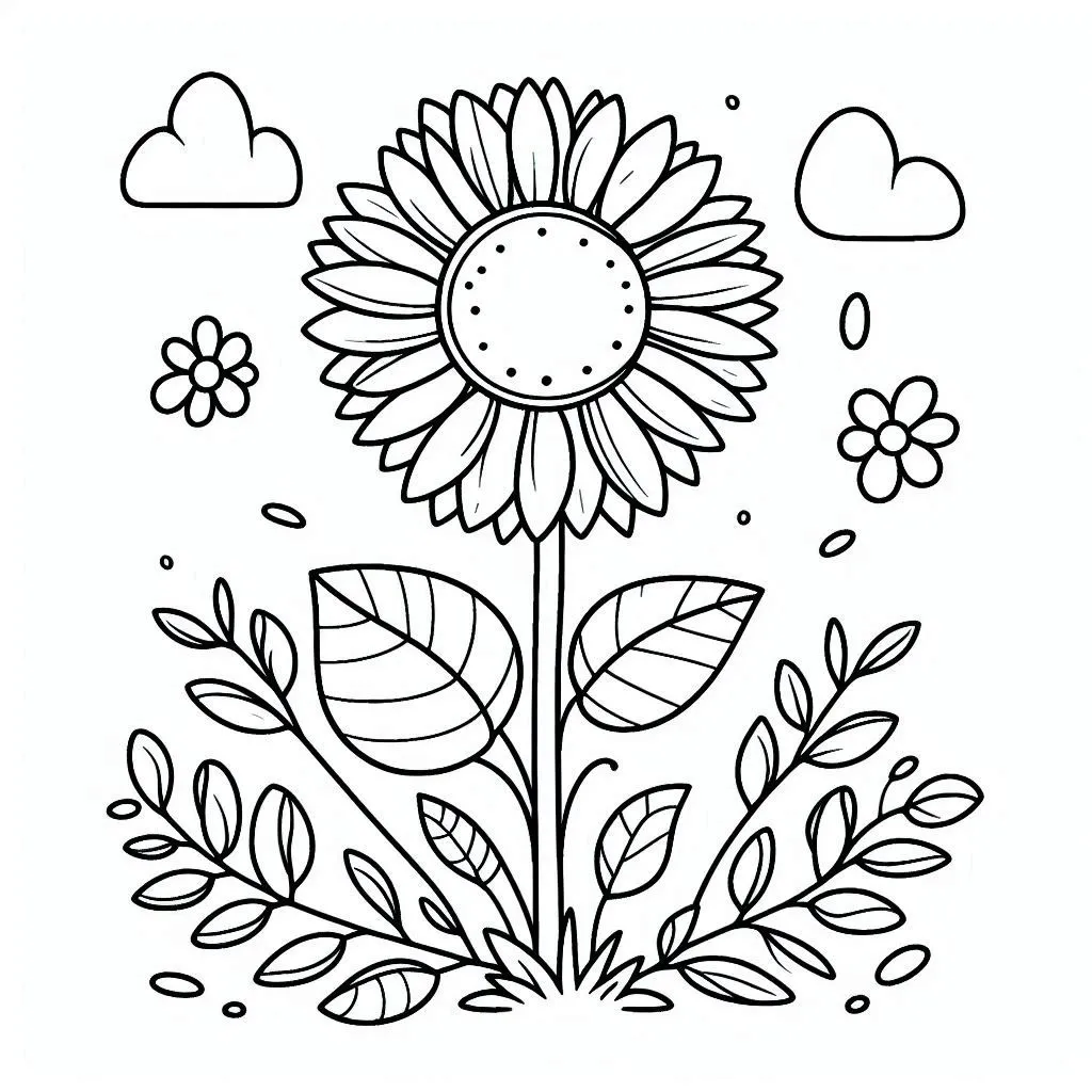 Sunflower coloring pages 1