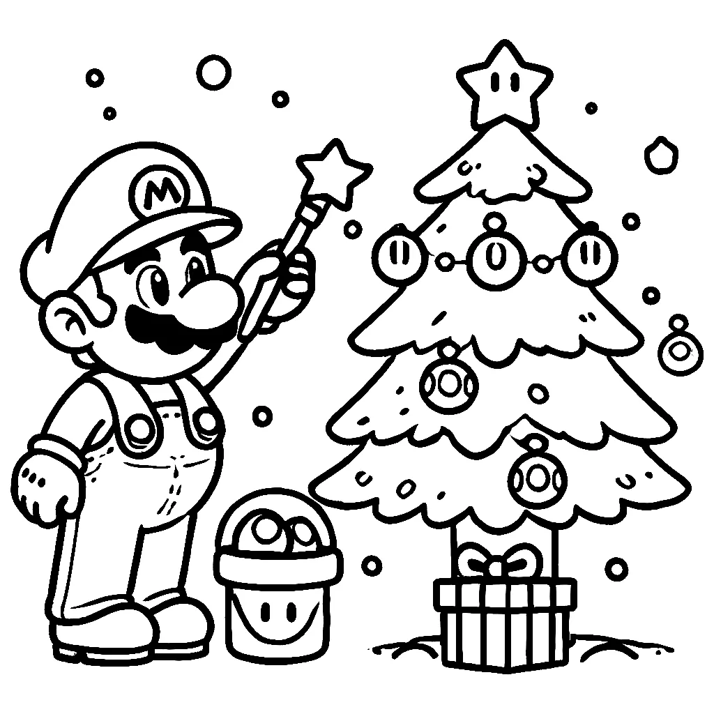 Dibujos para colorear e imprimir Super Mario Bros Christmas