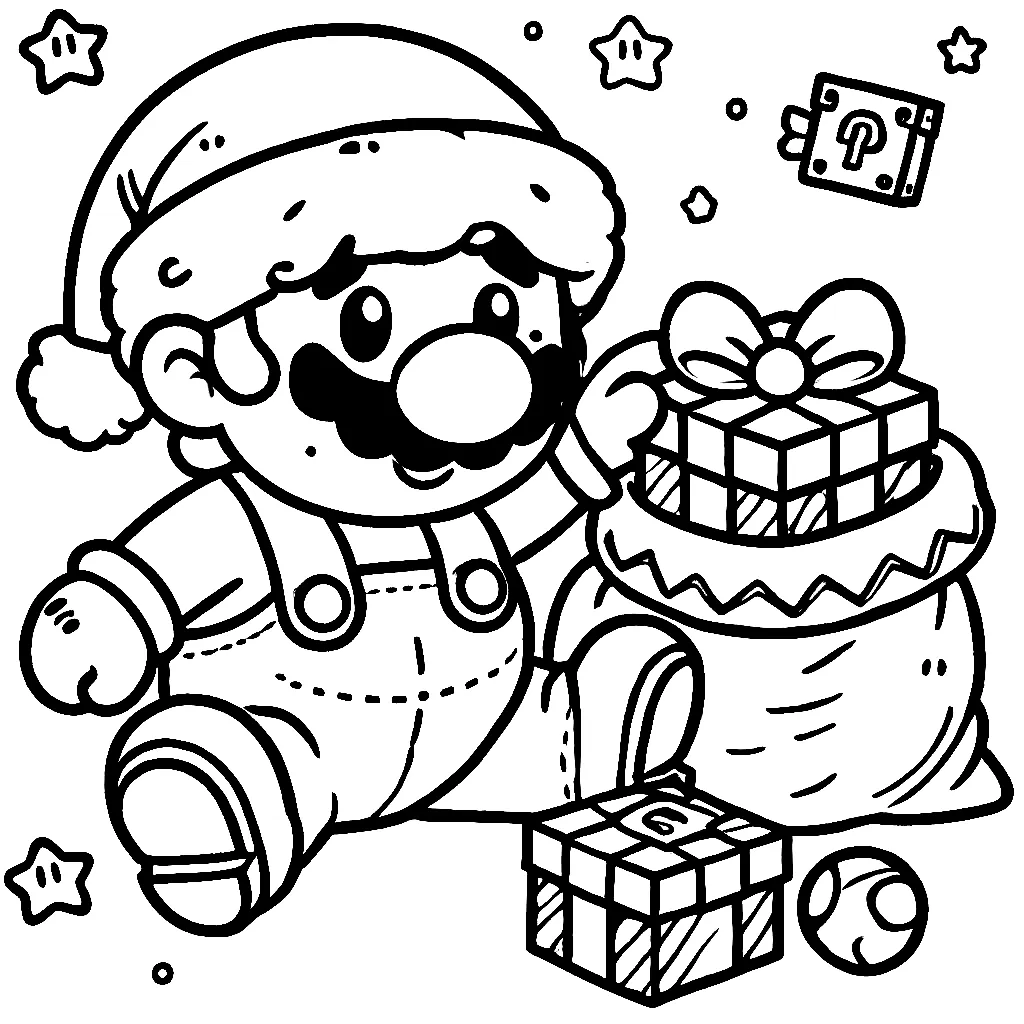 Dibujos para colorear e imprimir Super Mario Bros Christmas