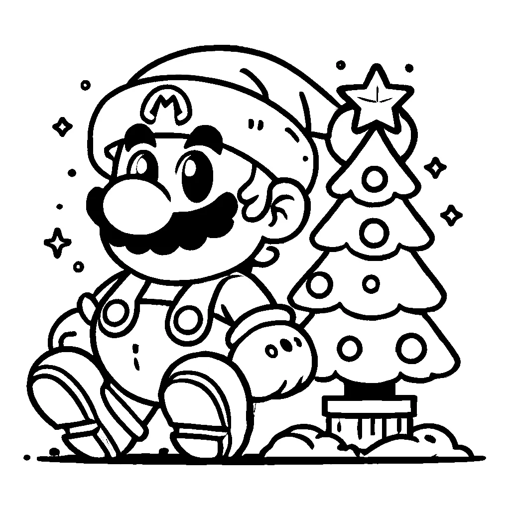 Dibujos para colorear e imprimir Super Mario Bros Christmas