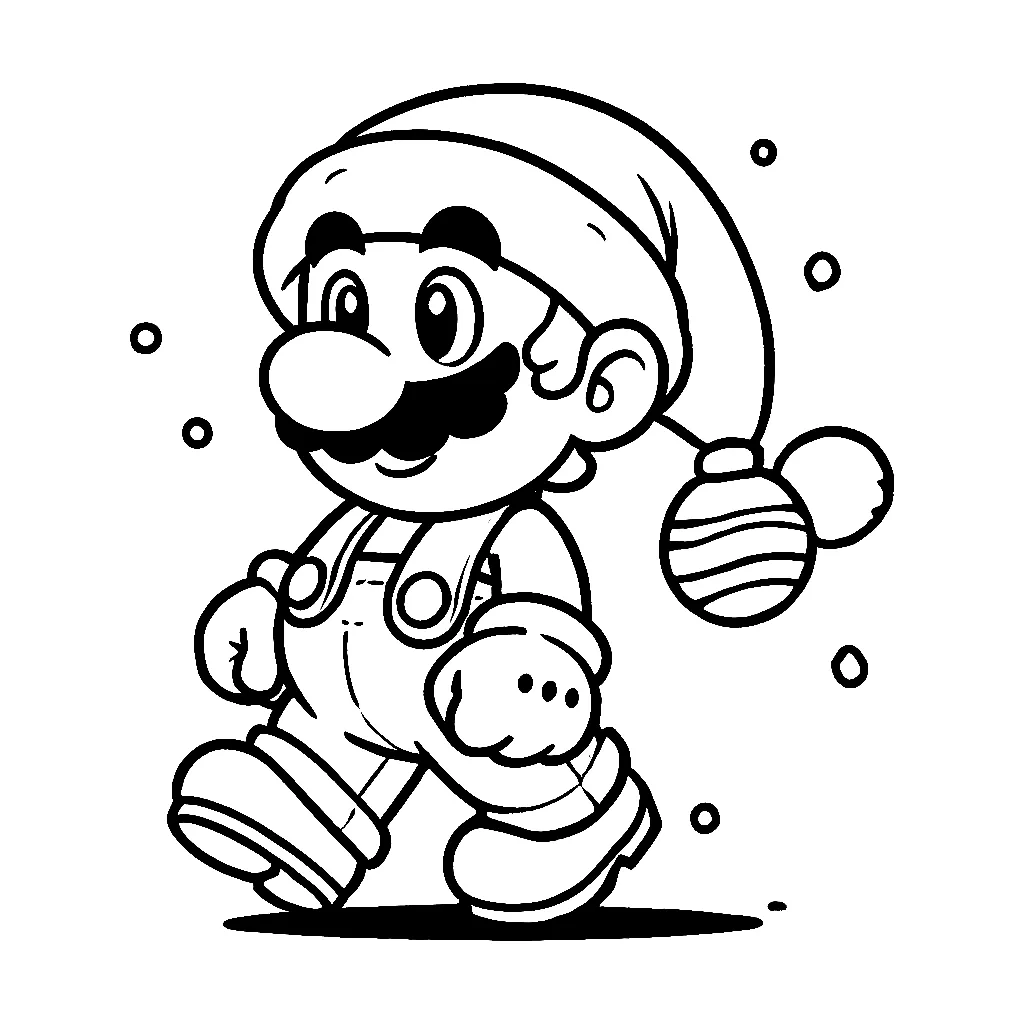 Dibujos para colorear e imprimir Super Mario Bros Christmas