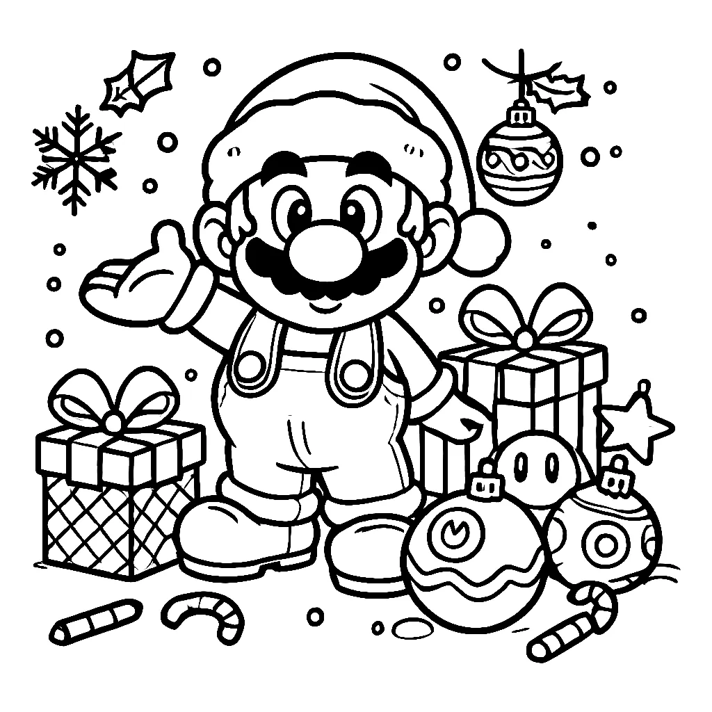 Dibujos para colorear e imprimir Super Mario Bros Christmas