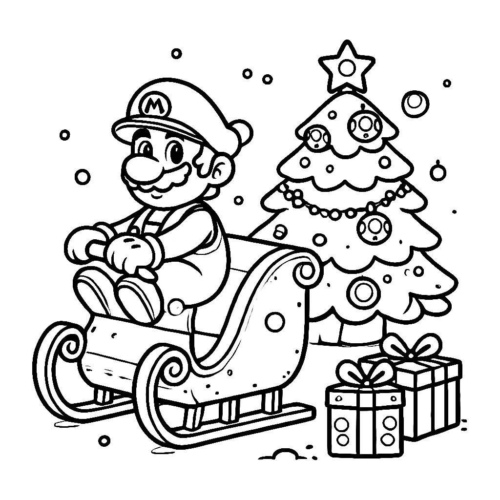 Dibujos para colorear e imprimir Super Mario Bros Christmas