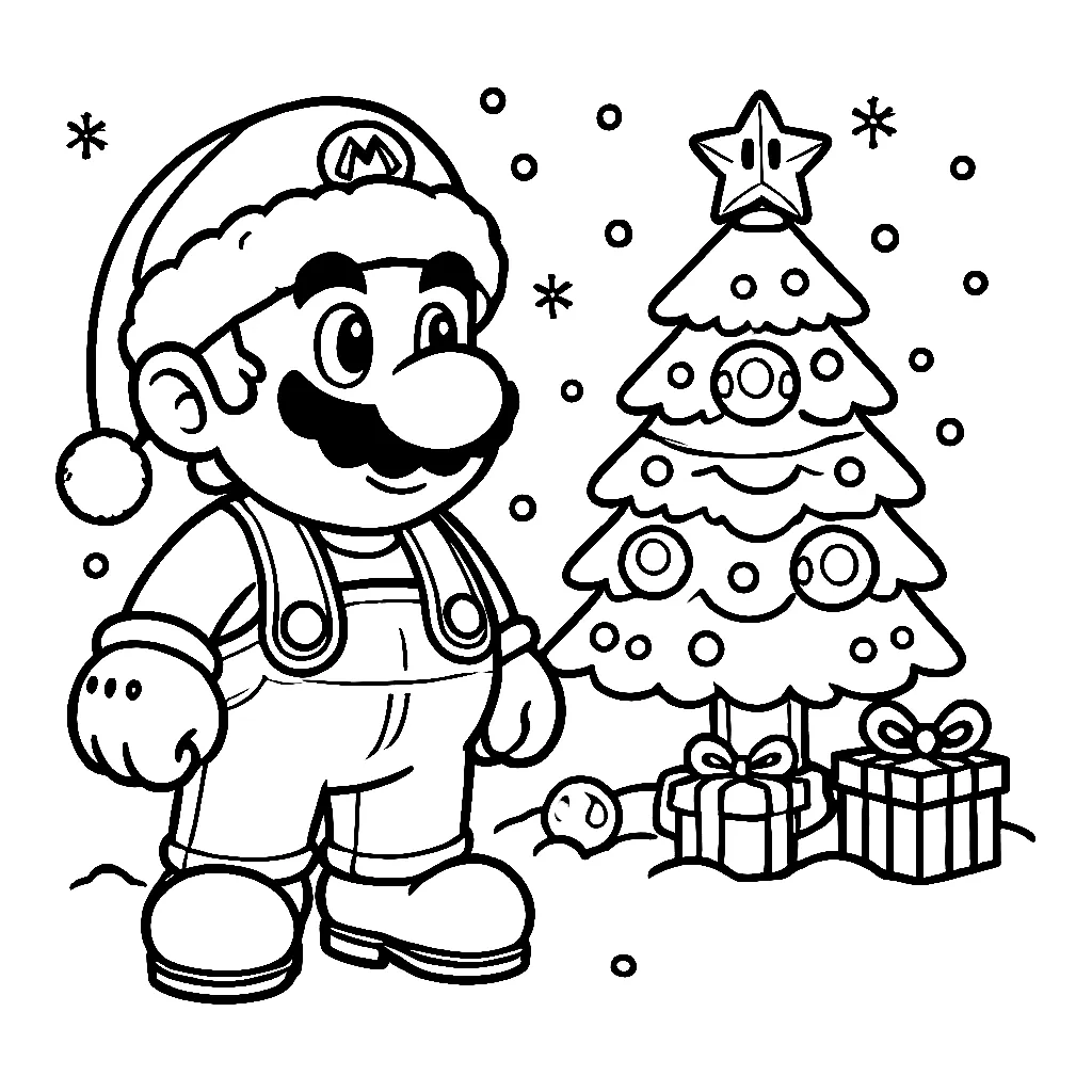 Super Mario Bros Christmas coloring pages 2