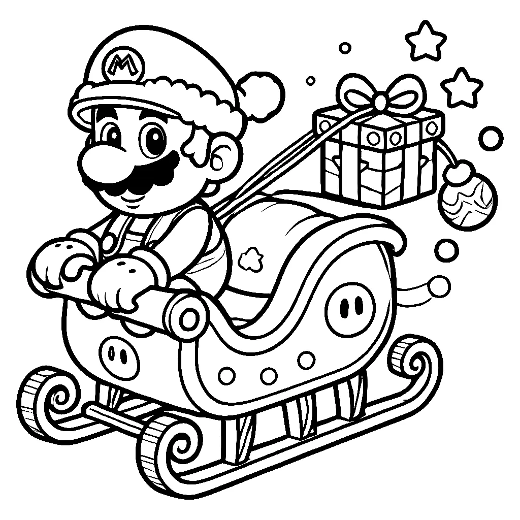 Dibujos para colorear e imprimir Super Mario Bros Christmas