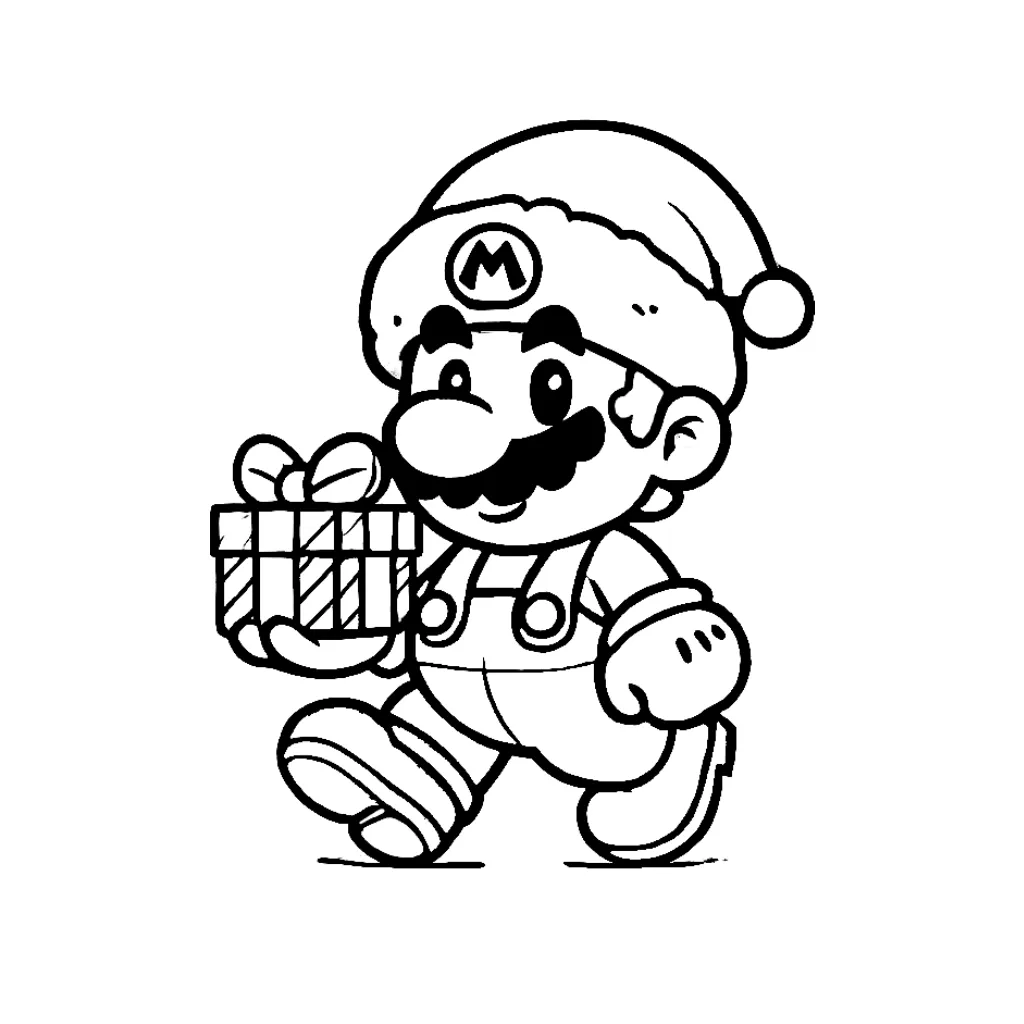 Dibujos para colorear e imprimir Super Mario Bros Christmas