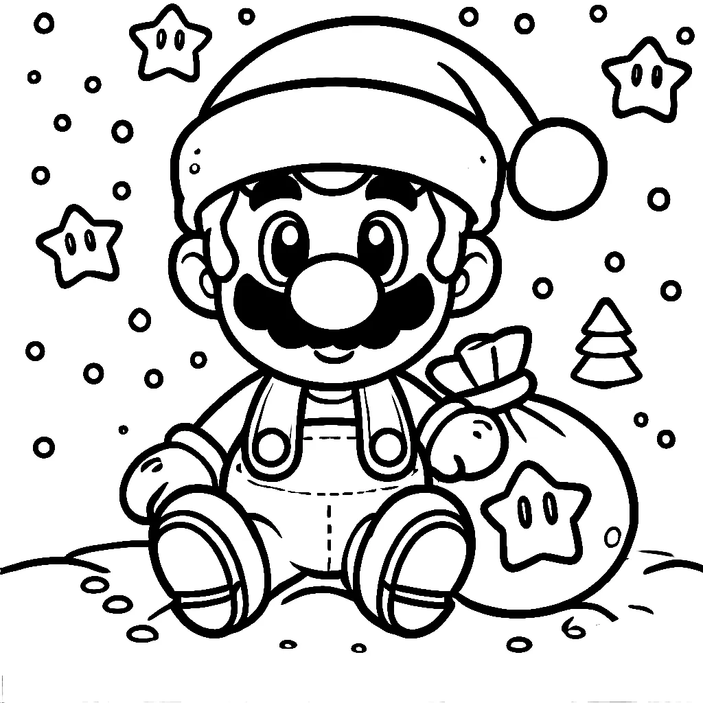 Dibujos para colorear e imprimir Super Mario Bros Christmas