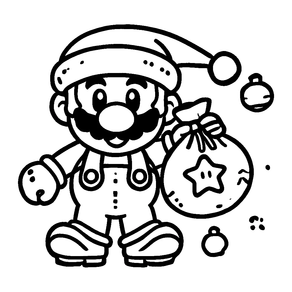 Dibujos para colorear e imprimir Super Mario Bros Christmas