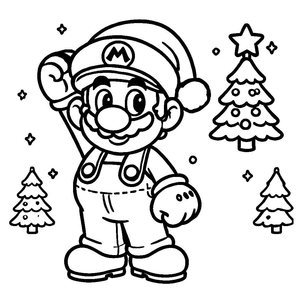 Dibujos para colorear e imprimir Super Mario Bros Christmas