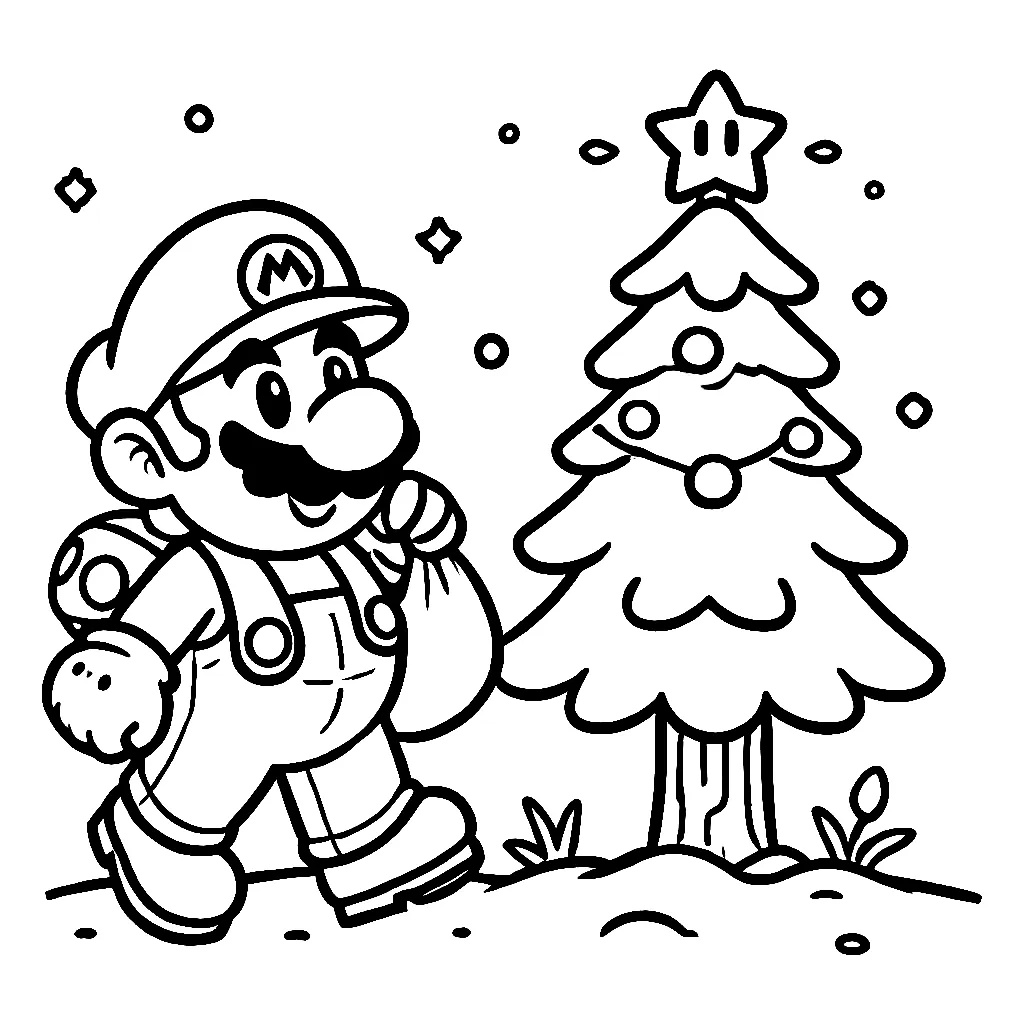 Dibujos para colorear e imprimir Super Mario Bros Christmas