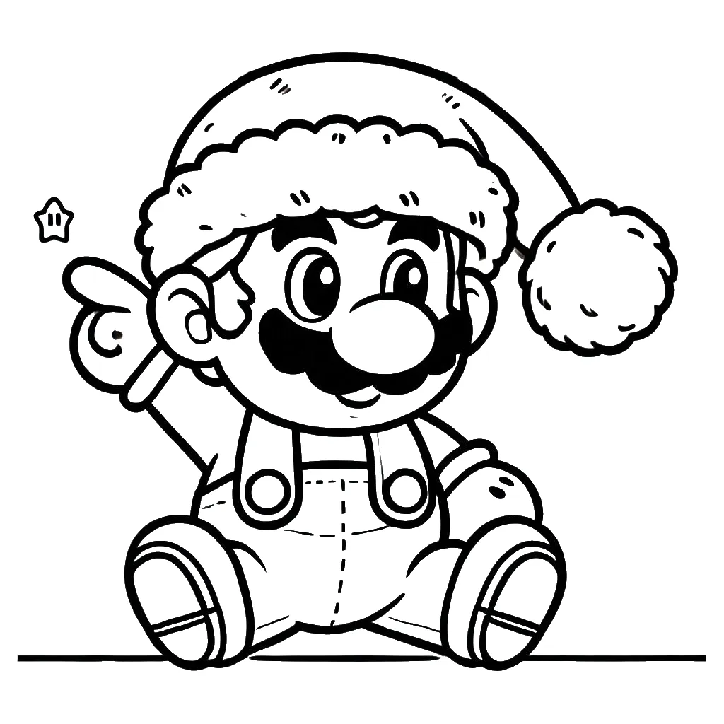 Dibujos para colorear e imprimir Super Mario Bros Christmas