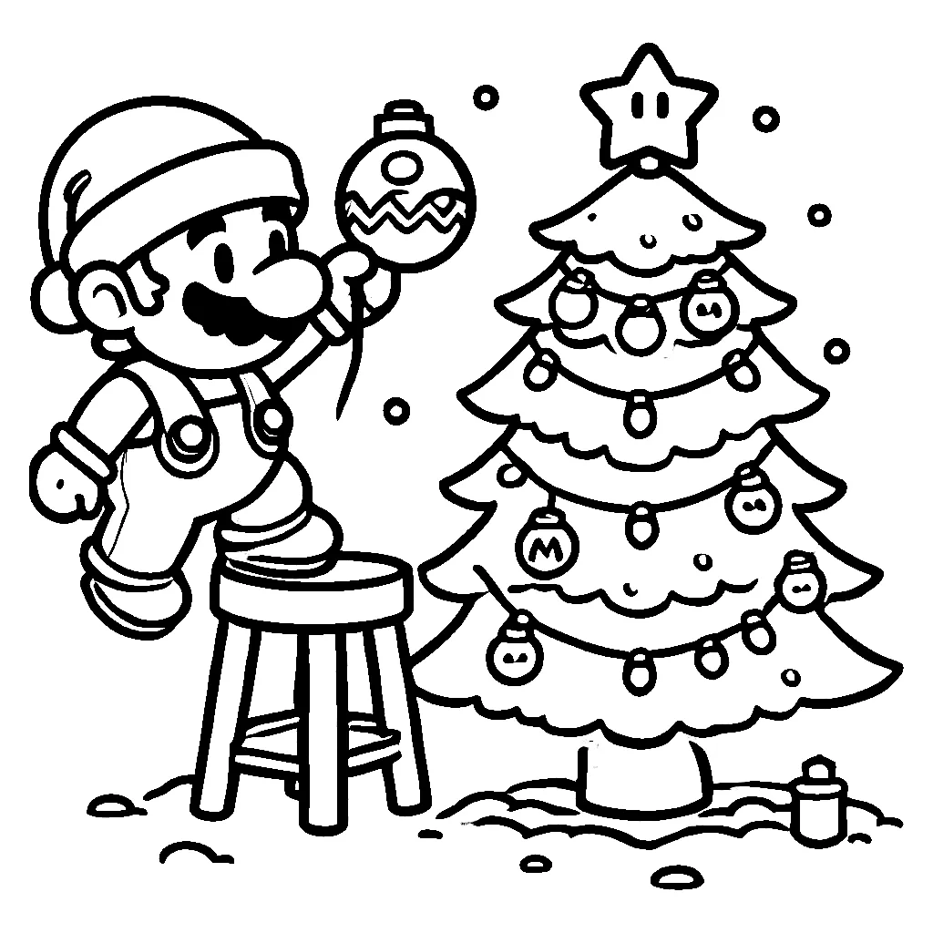 Dibujos para colorear e imprimir Super Mario Bros Christmas