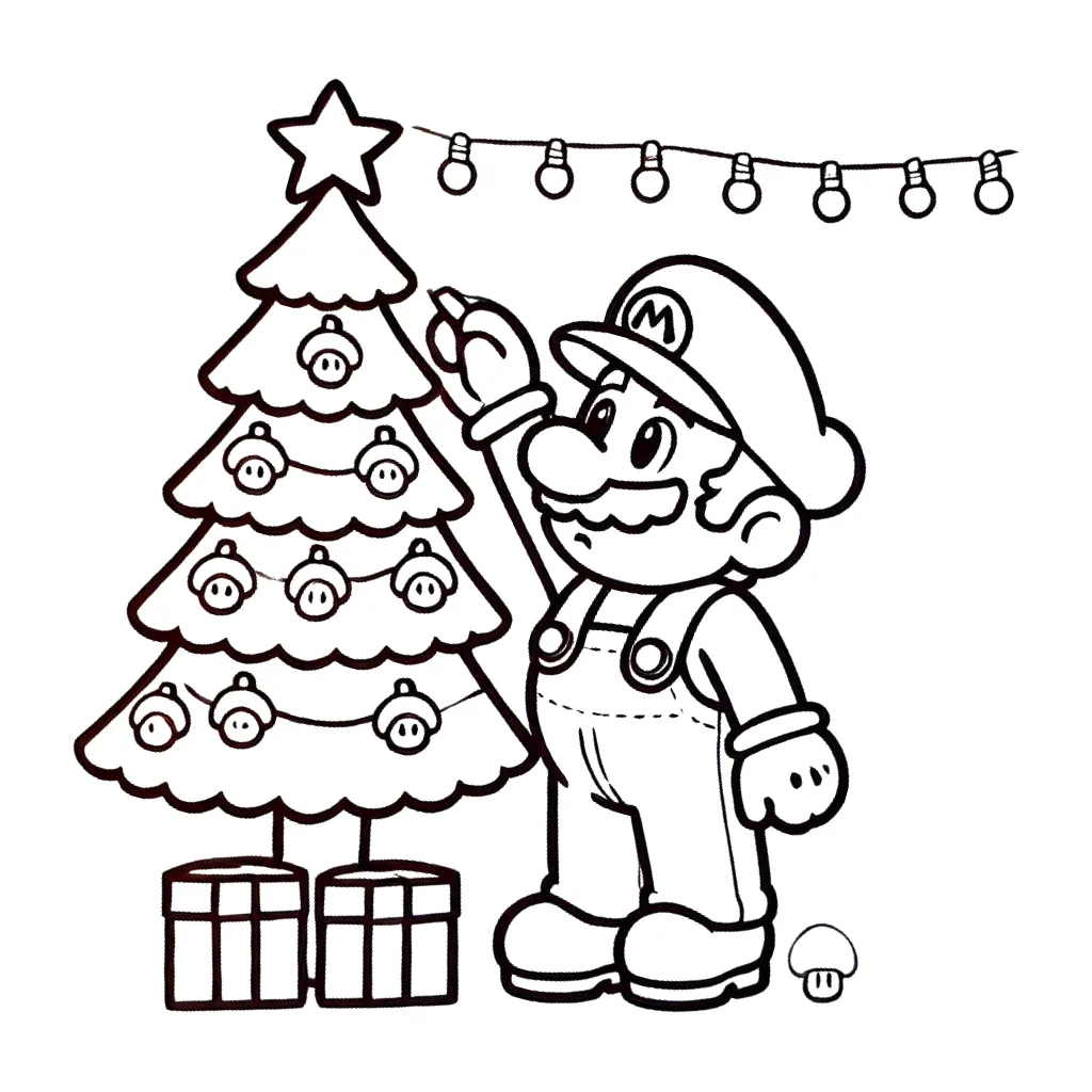 Dibujos para colorear e imprimir Super Mario Bros Christmas