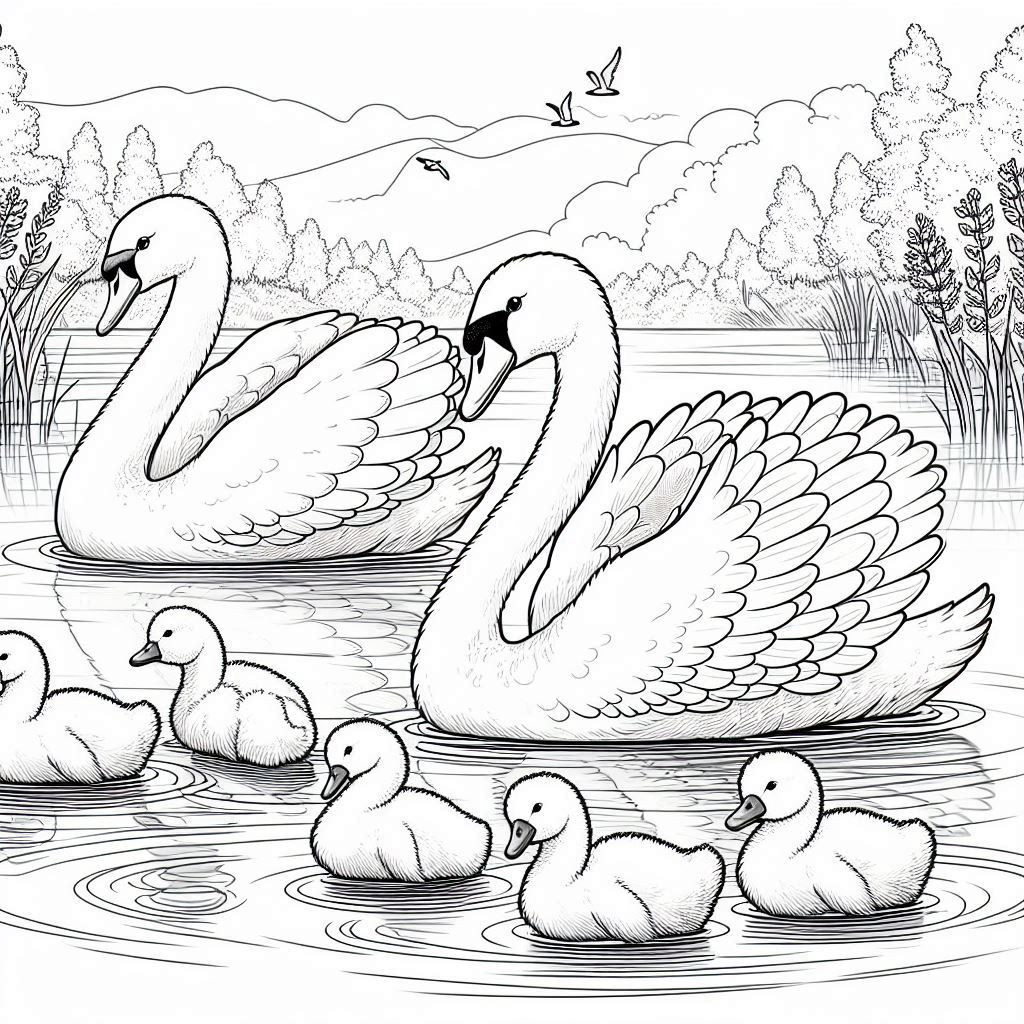 Swan coloring pages 15