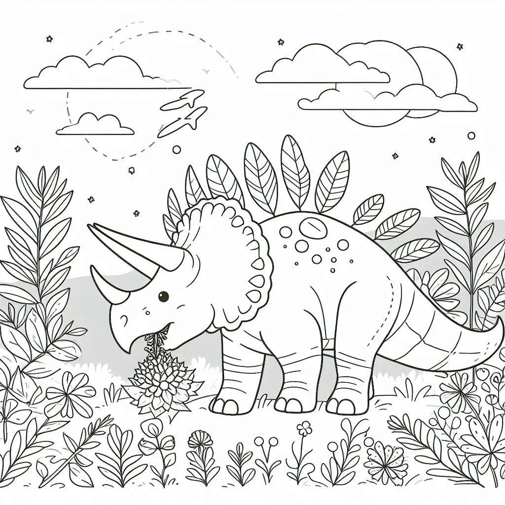 Dibujos para colorear e imprimir Triceratops Dinosaur