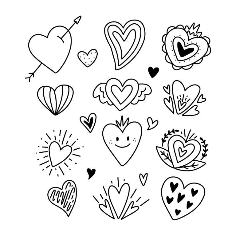 Dibujos para colorear e imprimir Hearts